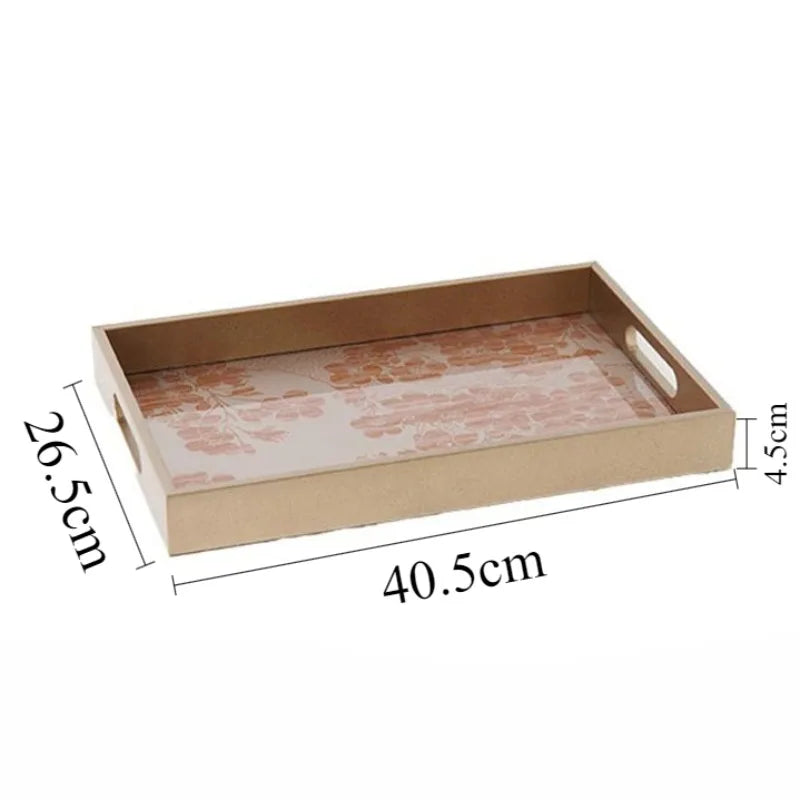 Luxury Transparent Rectangular Storage Tray – Modern Organizer Decorative Storage Tray Babs Flower-Large