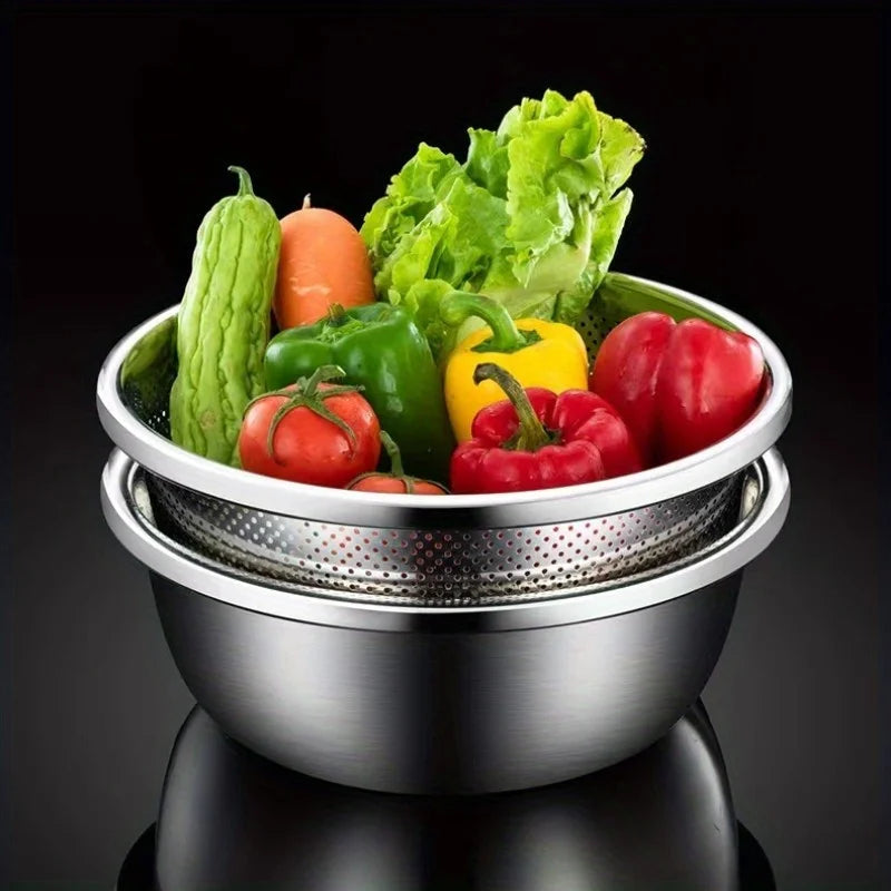 Stainless Steel Double Layer Colander Basket Set of 2 Kitchen Colander Set Babs