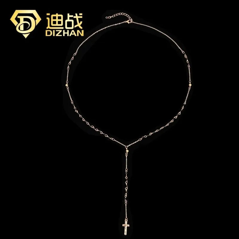 Handmade Rosary Beads Cross Pendant Necklace – Women's Gift Pendant Necklace Babs
