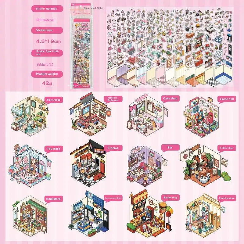 24Pcs Cartoon 3D Landscape Sticker Books – Kids DIY Gift Kids Sticker Book Babs