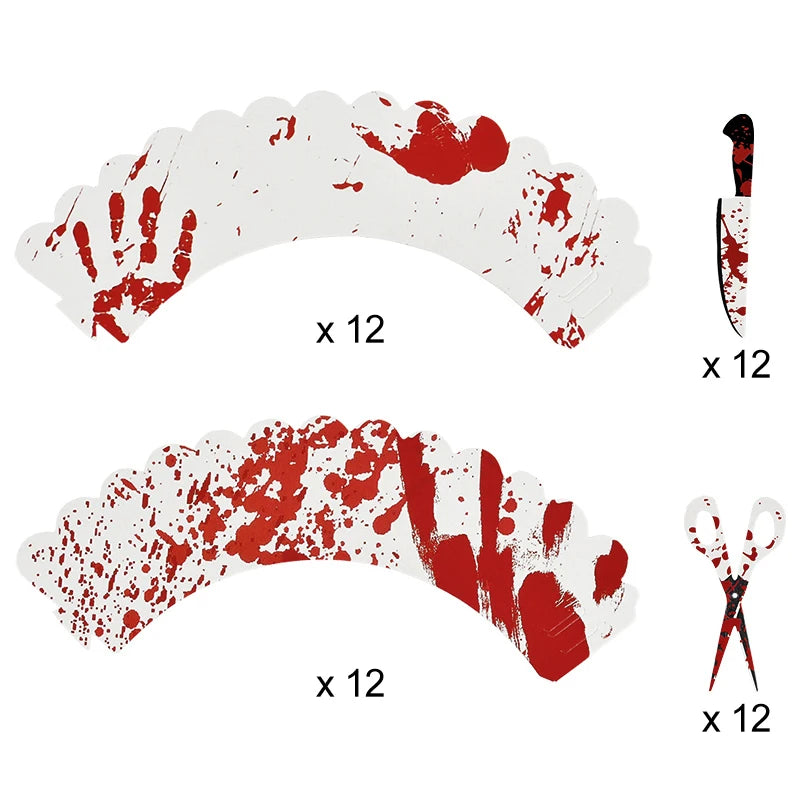 Halloween Cupcake Wrappers & Toppers Set – 24/48 Pcs Cupcake Toppers Set Babs 48pcs set