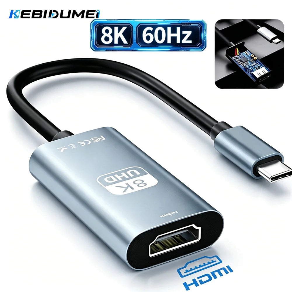 KEBIDUMEI USB-C to HDMI Cable 8K/4K 60Hz | MacBook & Laptop USB-C HDMI Adapter Babs