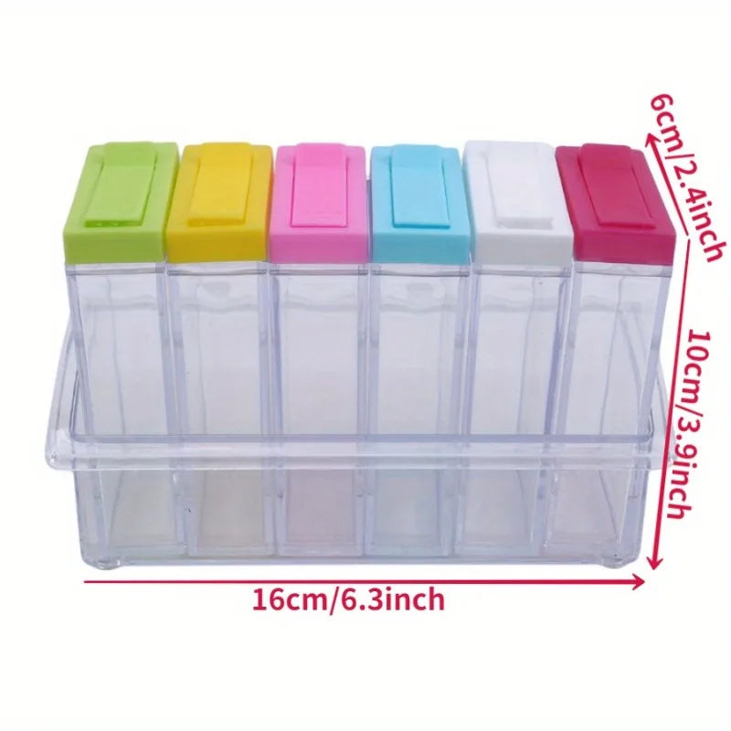 6-Grid Transparent Seasoning Box Set | Kitchen Spice Organizer Spice Jar Organizer Babs