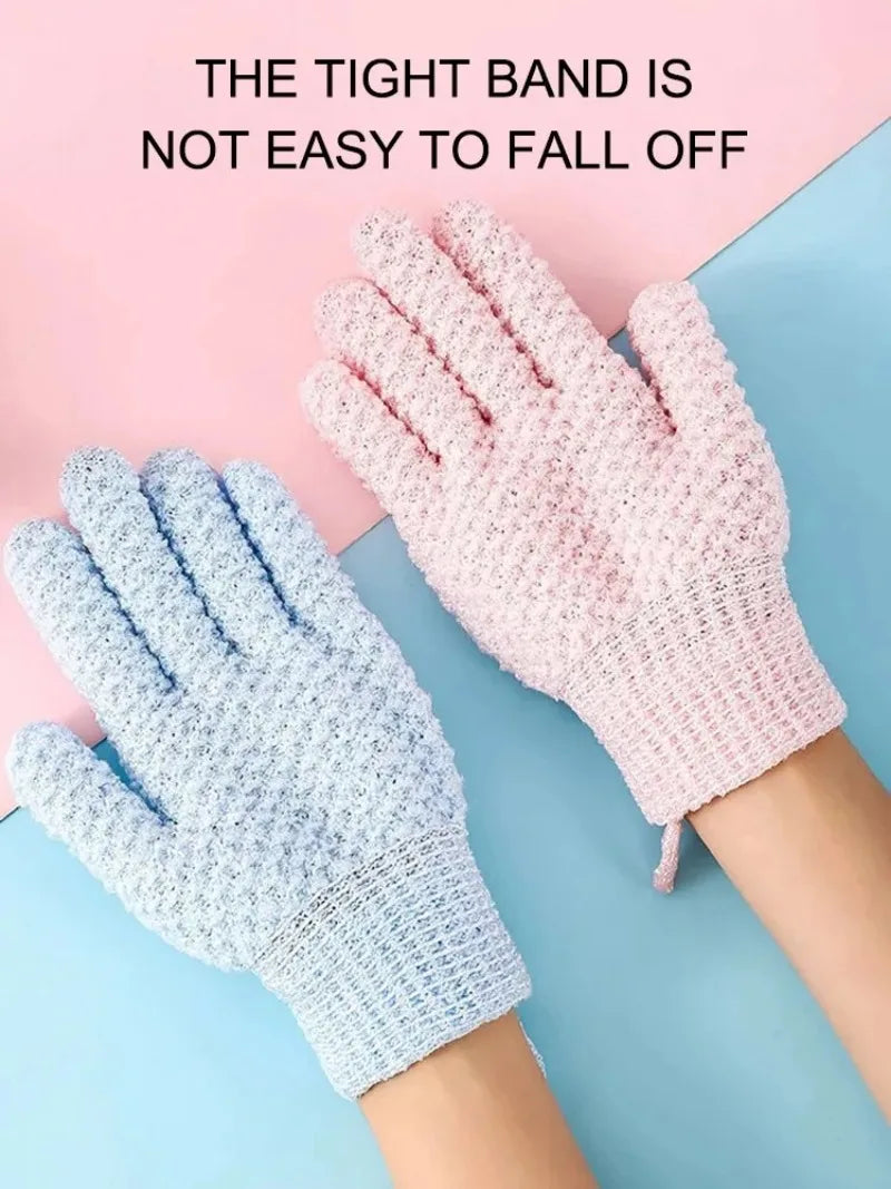 Five Finger Exfoliating Bath Gloves – Nylon Shower Scrubber Bath Scrub Gloves Babs