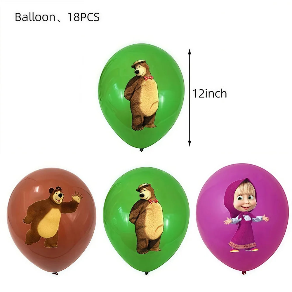Bear Theme Kids Birthday Party Kit – Plates, Cups & Balloons