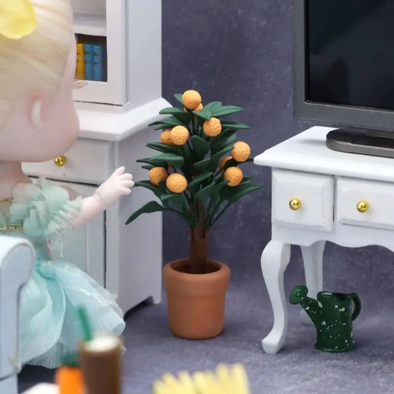1:12 Miniature Orange Tree Potted Plant – Dollhouse Garden Decor Dollhouse Miniature Decor Babs