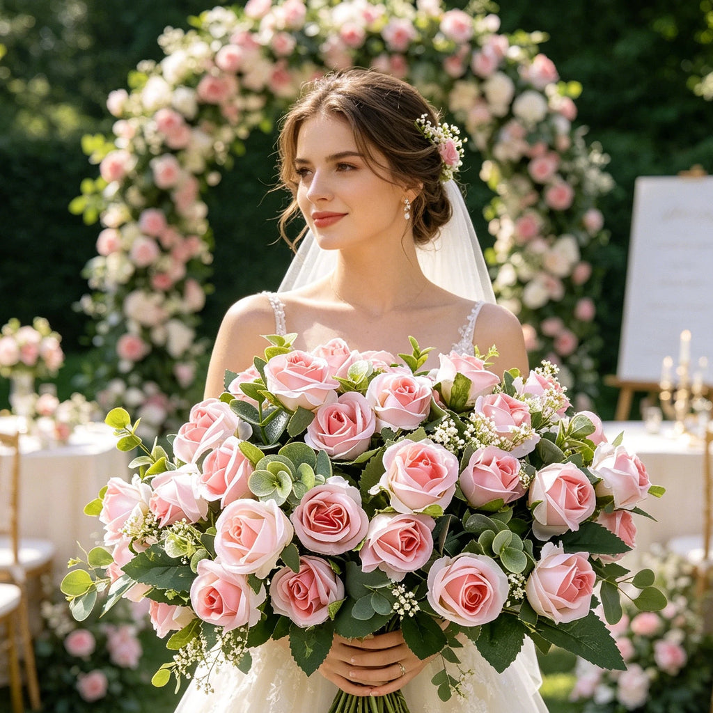 Silk Rose Artificial Flower Bouquet – Wedding & Home Décor Artificial Flower Bouquet Babs