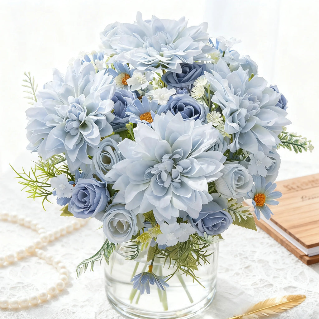 Artificial Silk Dahlia Rose Hydrangea Bouquet – Wedding & Home Décor Artificial Flower Bouquet Babs