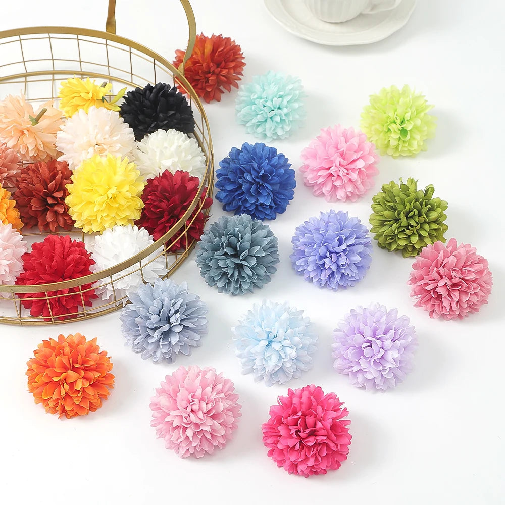 10 Pcs Orange Silk Chrysanthemum Artificial Flower Heads Decor Artificial Flower Heads Babs