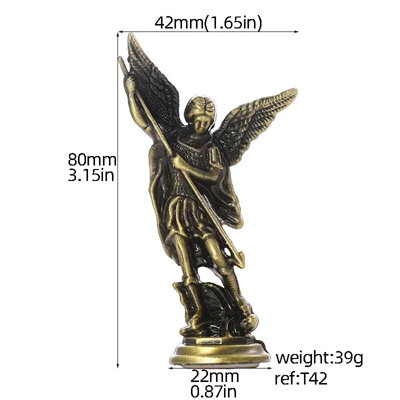Saint Michael Archangel Figurine – Metal Guardian Statue Décor Religious Figurine Babs