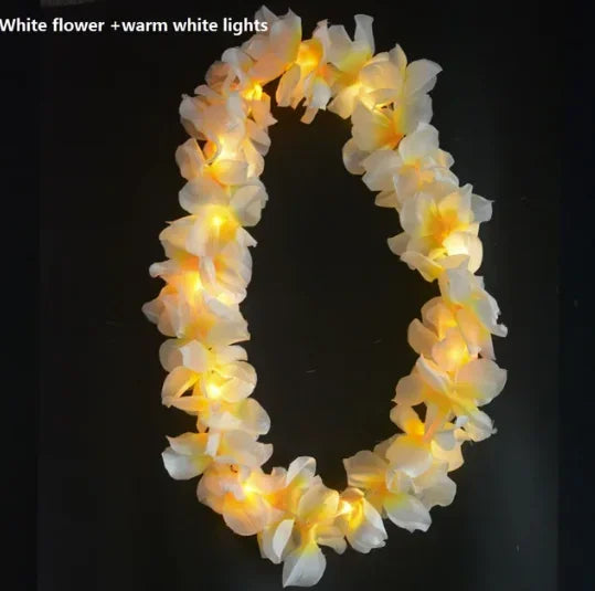 LED Hawaiian Leis Flashing Flower Necklace for Parties LED Party Necklace Babs 25 head wear wreath