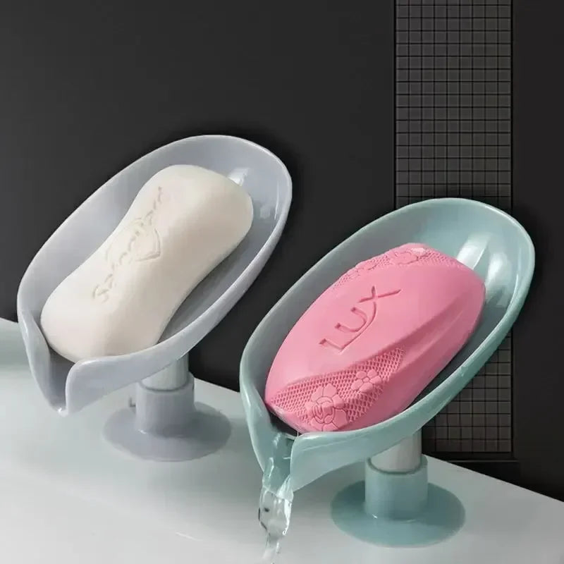 Leaf Shape Drain Soap Holder with Suction Cup – Bath Tray Soap Dish Holder Babs