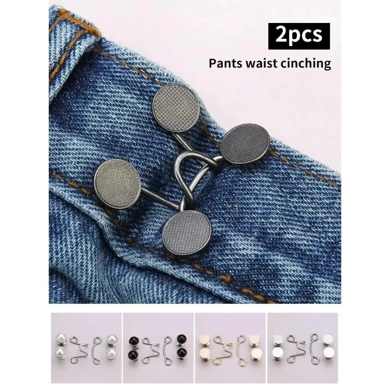 Adjustable Metal Jeans Waist Buckle – No-Drill Snap Fastener Set Clothing Snap Fastener Babs
