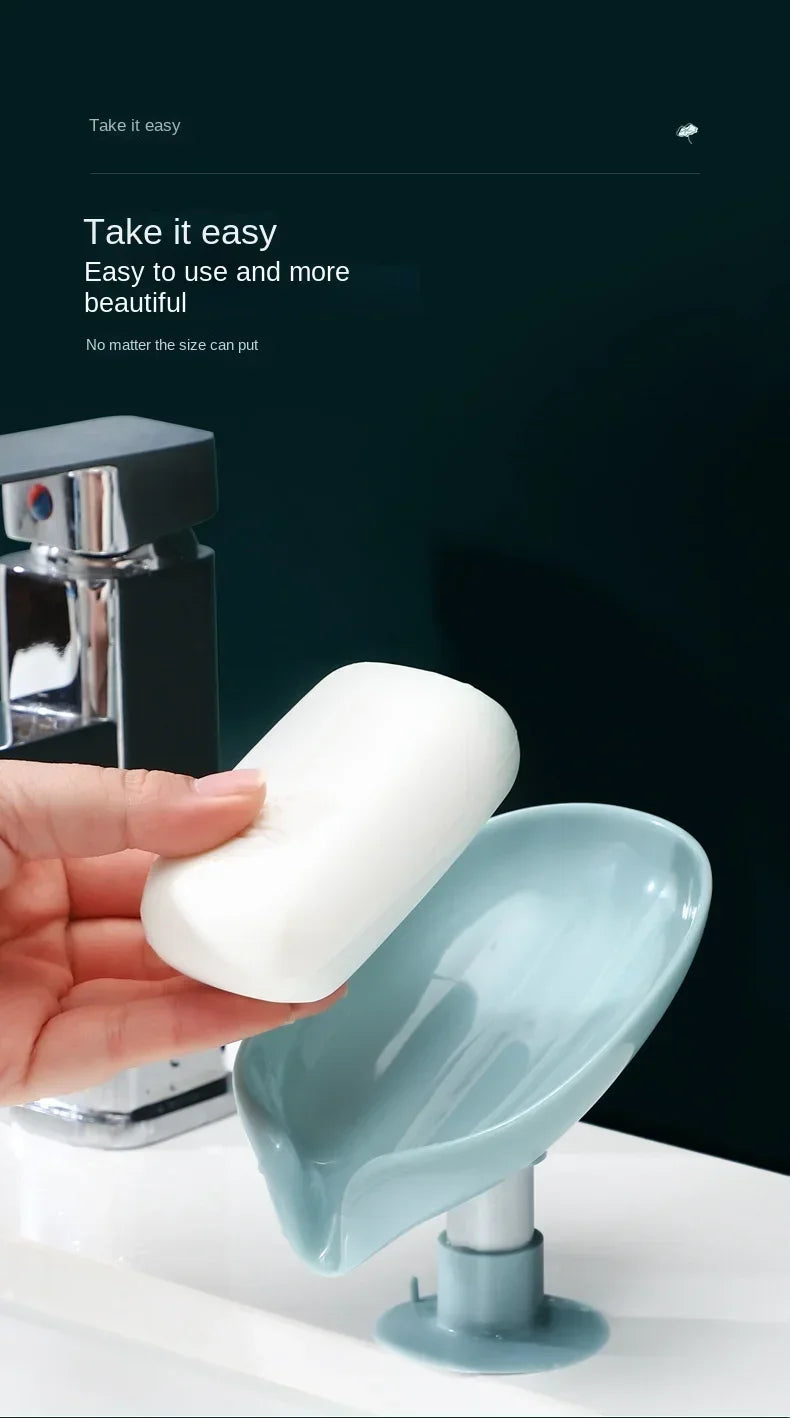 Leaf Shape Drain Soap Holder with Suction Cup – Bath Tray Soap Dish Holder Babs