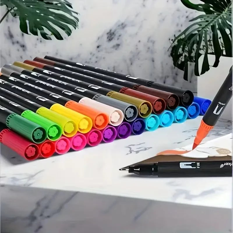 Double-Ended Watercolor Markers – 24-Color Art Set for Drawing Watercolor Marker Set Babs