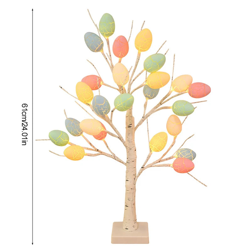 Easter LED Birch Tree with 24 Egg Ornaments | Spring Table Decor Easter Tree Decoration Babs LED Eggs Tree