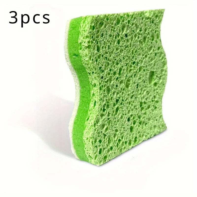 Non-Scratch Wood Pulp Cotton Scrub Sponge – Double-Side Design Dishwashing Scrub Sponge Babs 3pcs