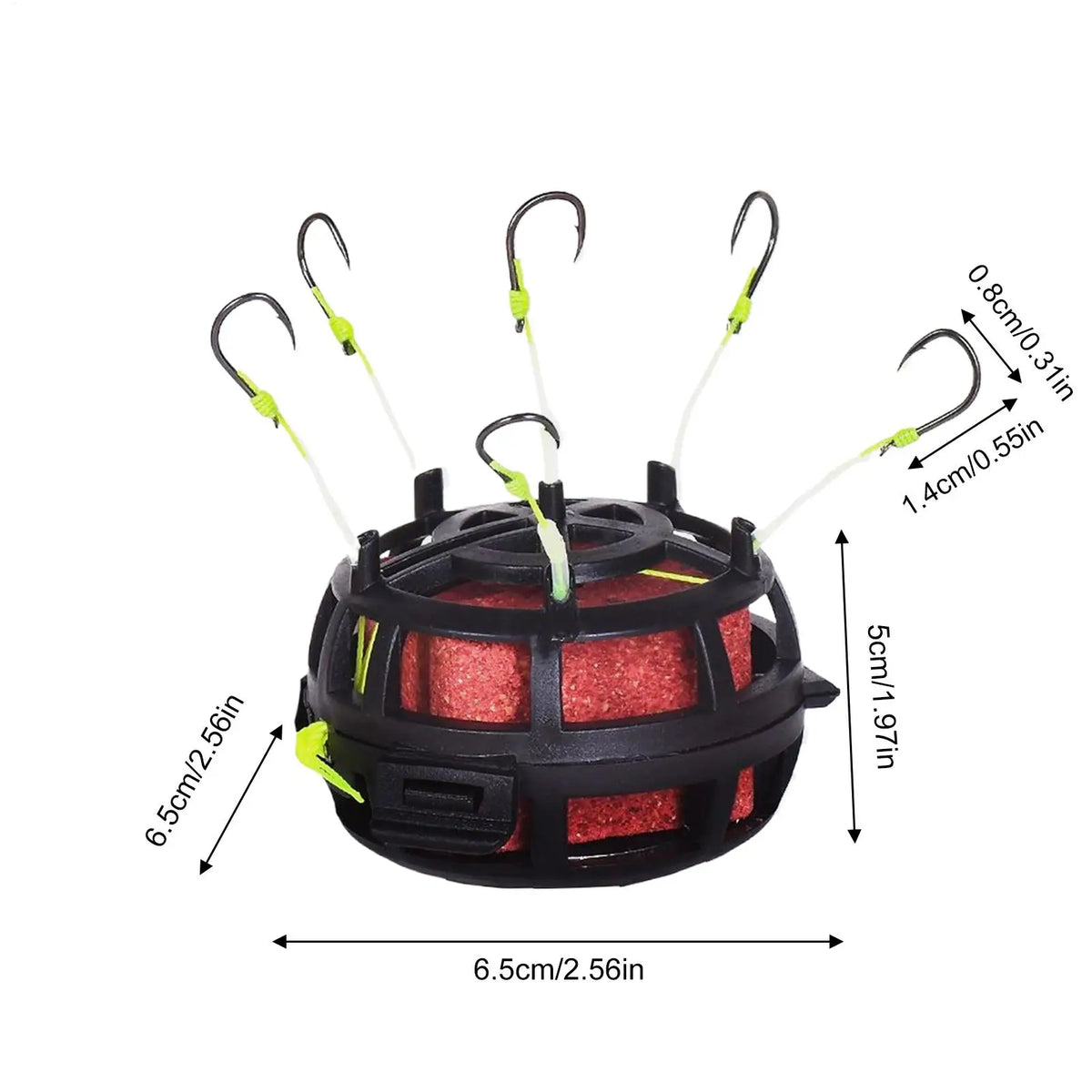 Fishing Bait Cage Feeder 6-Hook Anti-Tangle Sinker Rig Fishing Bait Feeder Babs