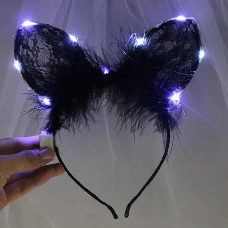 LED Feather Bunny Ear Headband – Glowing Party Headpiece LED Party Headband Babs 12