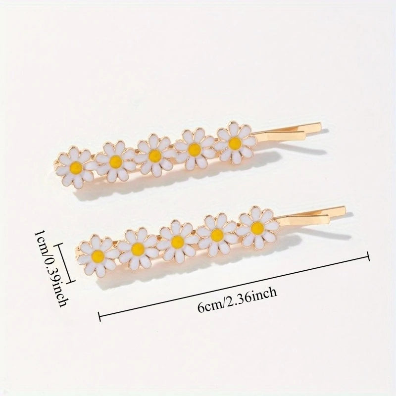 Small Daisy Alloy Flower Hairpins – Women's Floral Bangs Clip Flower Hairpins Babs