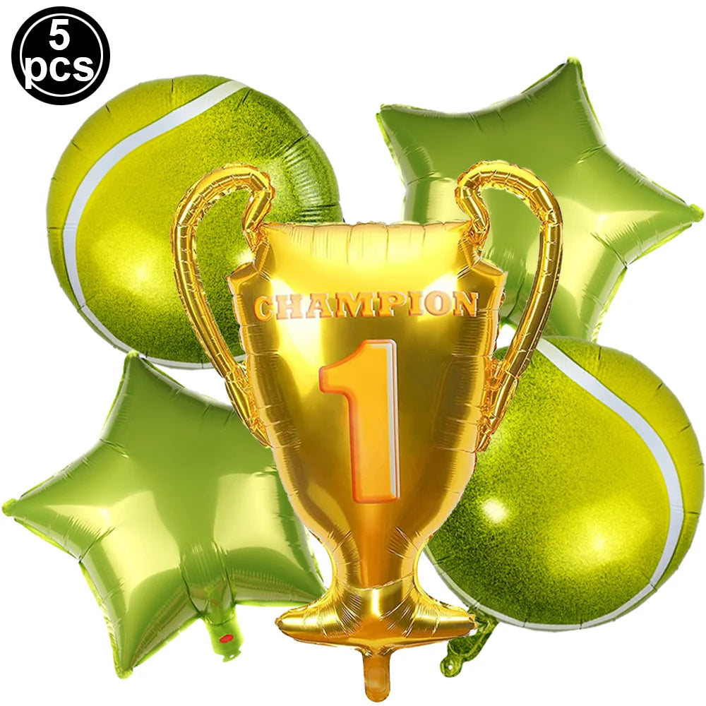 Tennis Party Balloon Kit – 18" Tennis & Racket Foil Balloons Party Balloon Kit Babs 5pcs balloon As picture show