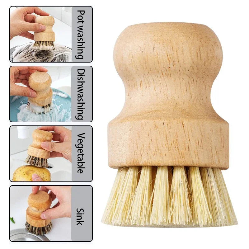 Wooden Dish Brush – Natural Sisal & Coconut Fiber | Eco-Friendly Kitchen Cleaning Brush Babs