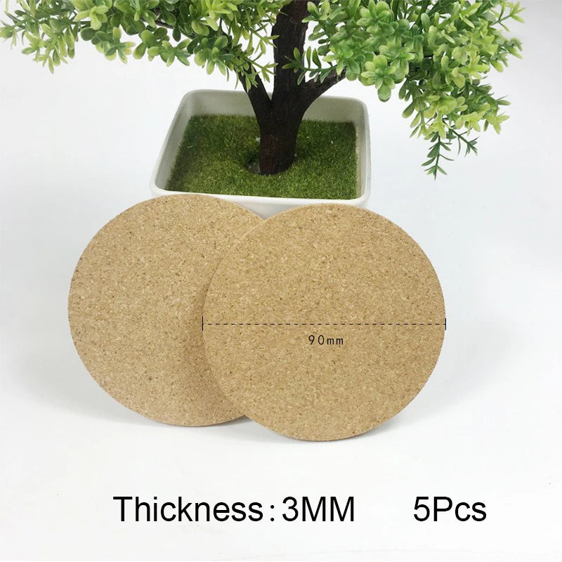 Cork Coasters for Drinks – Eco-Friendly Table Protection Cork Drink Coasters Babs 5PCS 90 x 3mm