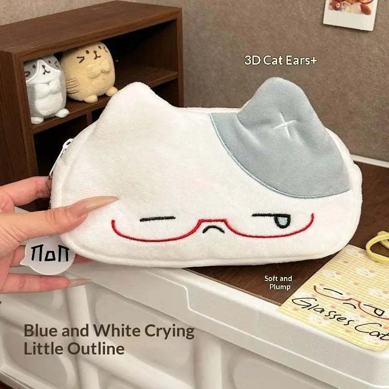 3D Crying Cat Plush Pencil Case – Large-Capacity Stationery Pouch Plush Pencil Case Babs one size