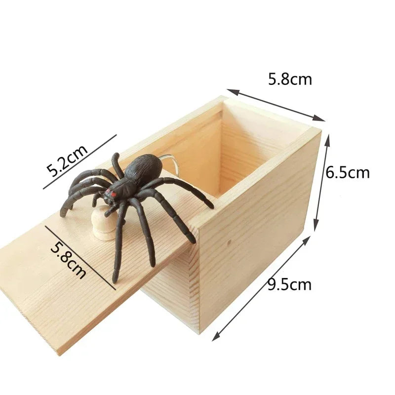 Simulation Spider in Wooden Box – Halloween Prank Toy Prank Joke Toy Babs 1box