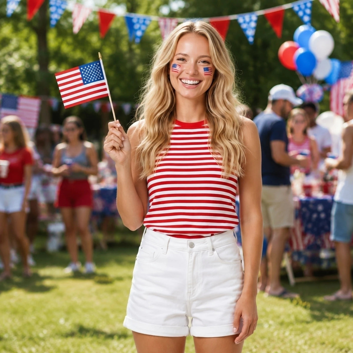 3-Pack Mini American Flags with Poles – 4th of July Decor Mini Hand-Waving Flags Babs