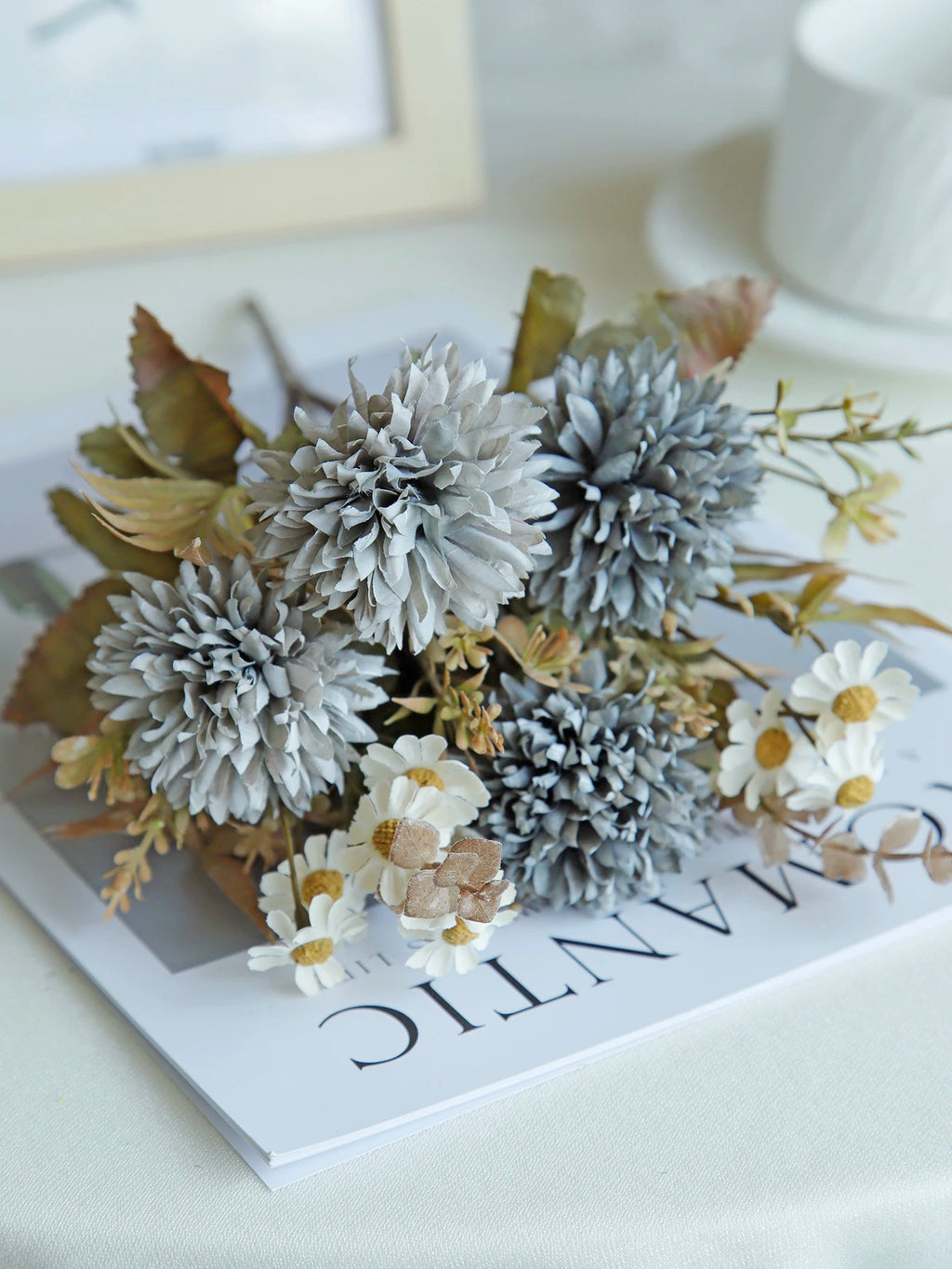 Silk Chrysanthemum Artificial Flowers for Wedding & Home Décor Artificial Silk Flowers Babs Blue 1PC