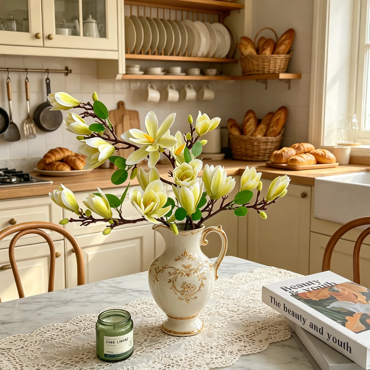 Silk Magnolia Artificial Flower Bouquet – Wedding & Home Decor Artificial Silk Flowers Babs