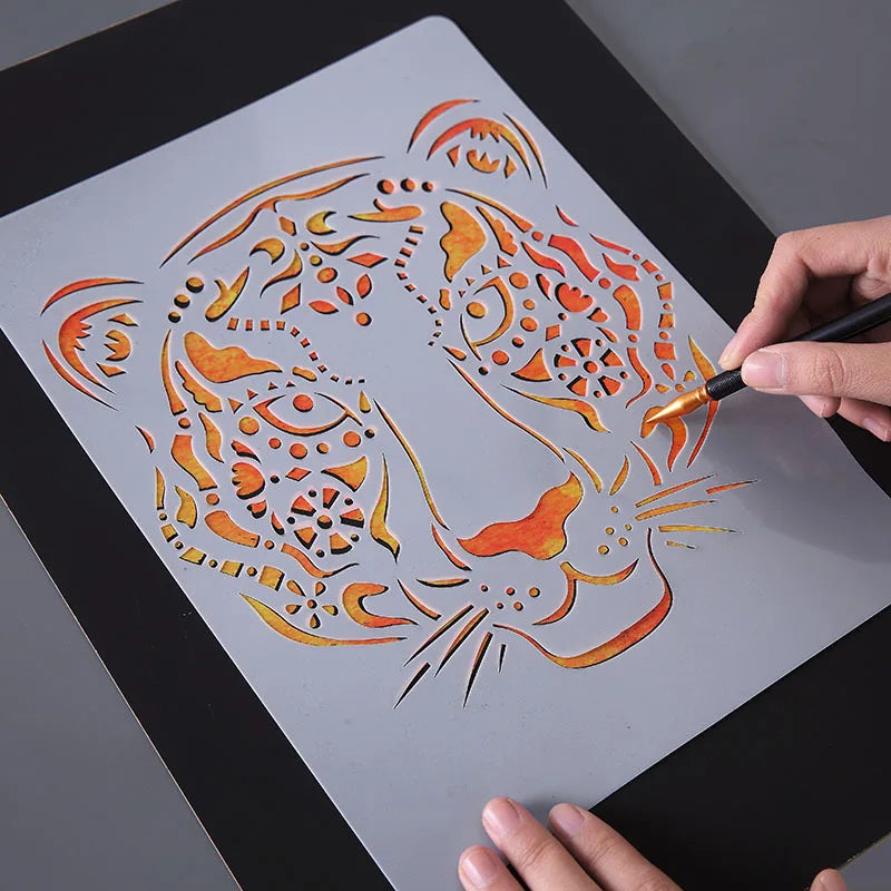 20pcs Animal Scratch Art Stencils – Kids Tiger & Elephant Set Scratch Art Stencils Babs