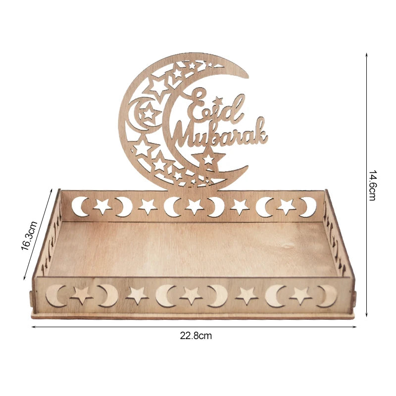 Wooden Eid Mubarak Food Tray – Ramadan Cake Display & Décor Wooden Serving Tray Babs 2
