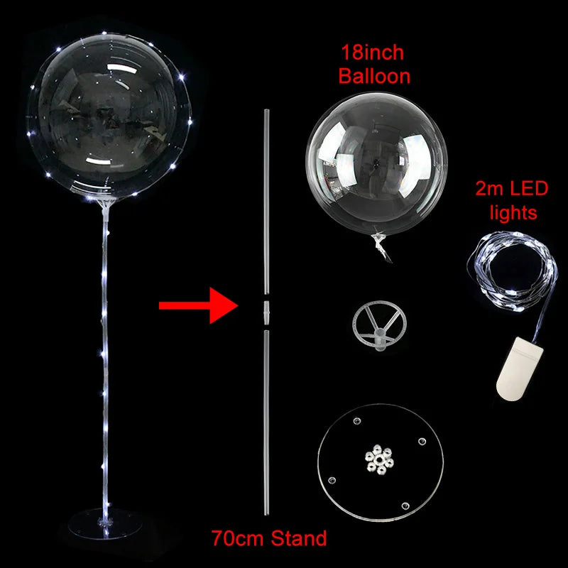 LED Bobo Balloon Column Stand Set – Wedding & Party Decor LED Balloon Decor Set Babs white light set