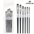 6-Piece Nylon Paint Brush Set – Acrylic, Oil & Watercolor Paint Brush Set Babs A1 flat