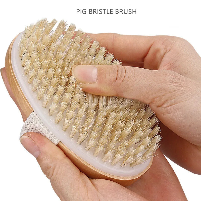 Portable Natural Bristle Exfoliating Bath Brush & Body Scrubber Body Exfoliating Brush Babs