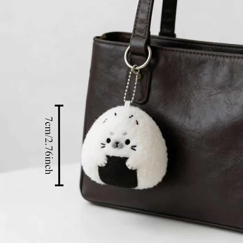 Cute Rice Ball Seal Plush Keychain Pendant | Kawaii Bag Charm Plush Keychain Pendant Babs