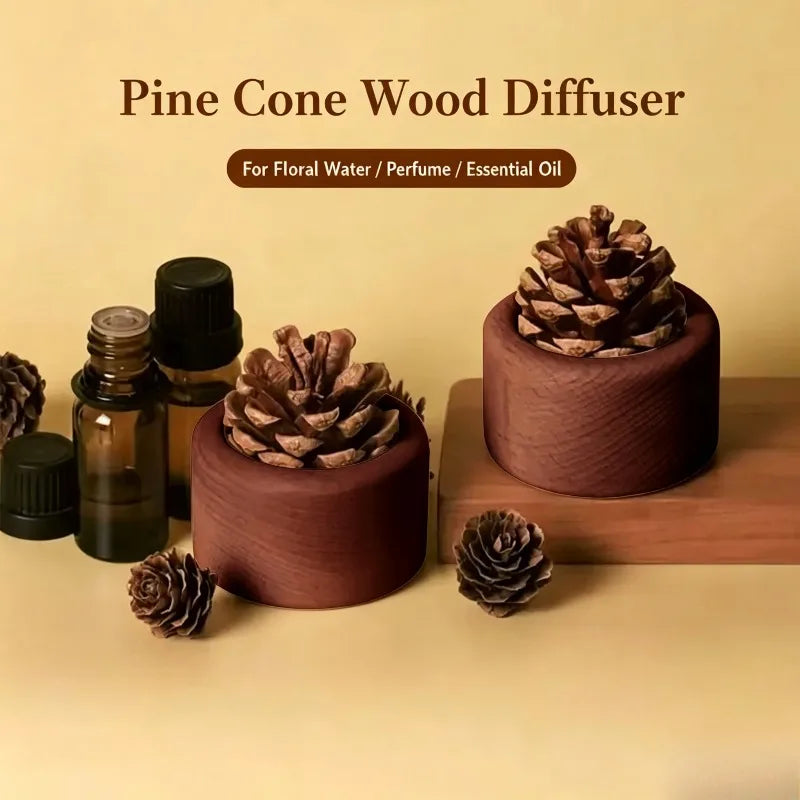 Pine Cone Wood Essential Oil Diffuser – No-Fire Aroma Decor Wood Aroma Diffuser Babs