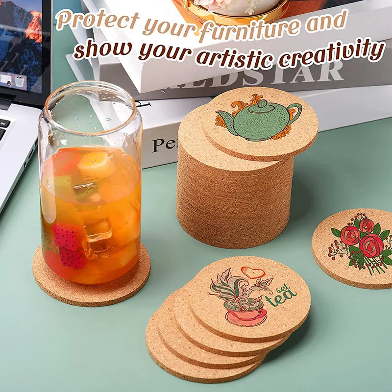 Cork Coasters for Drinks – Eco-Friendly Table Protection Cork Drink Coasters Babs