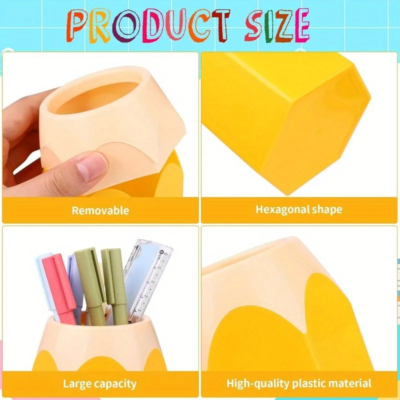 Pencil-Shaped Pen Holder – Cute Colorful Desktop Organizer Desktop Pen Holder Babs
