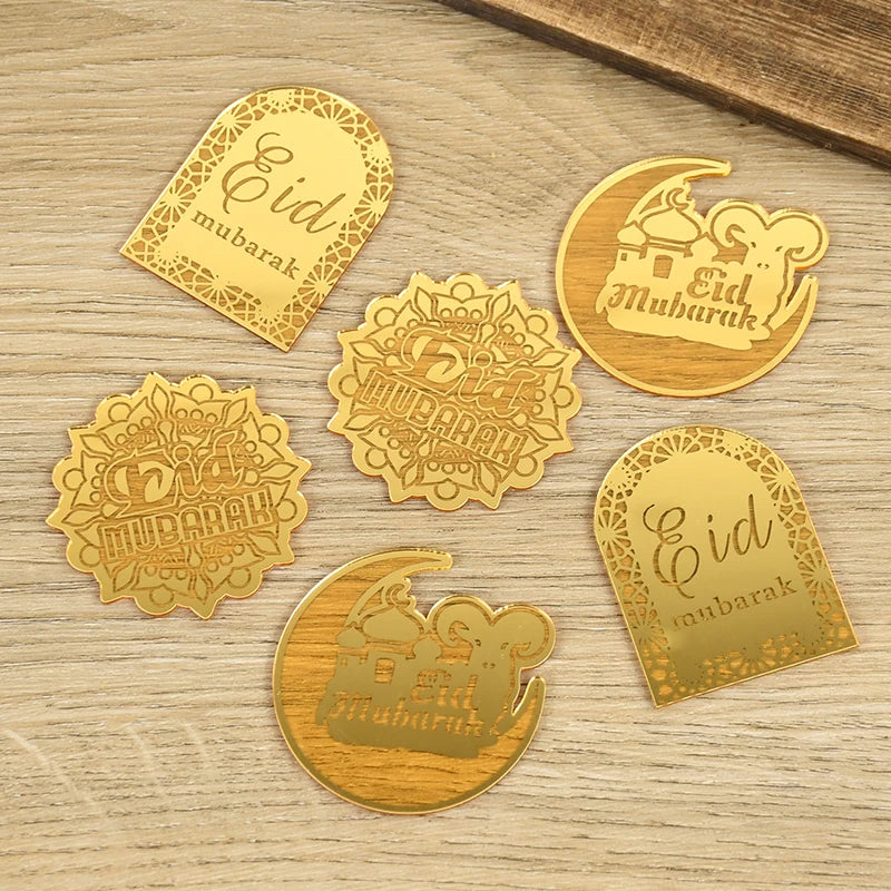 Eid Mubarak Gold Acrylic Cake Toppers | Ramadan Party Decor Cake Toppers Babs