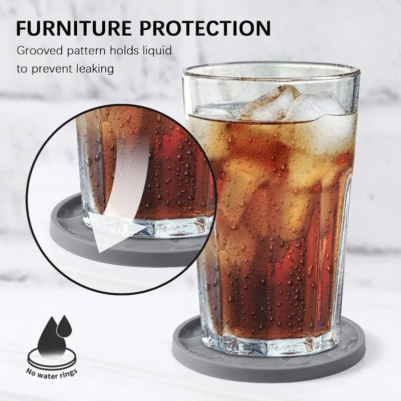 6-Pack Silicone Coasters with Holder – Non-Slip Diamond Pattern Silicone Coaster Set Babs