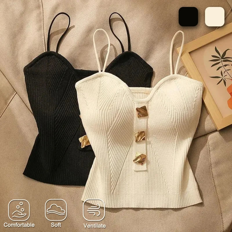 Women's Knit Bandeau Crop Top – Sleeveless Open Back Camisole Knit Bandeau Crop Top Babs