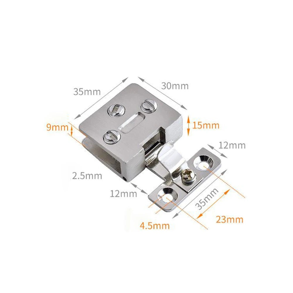 Zinc Alloy Glass Cabinet Door Hinge with Screws | Black & Silver Cabinet Door Hinge Babs Silver