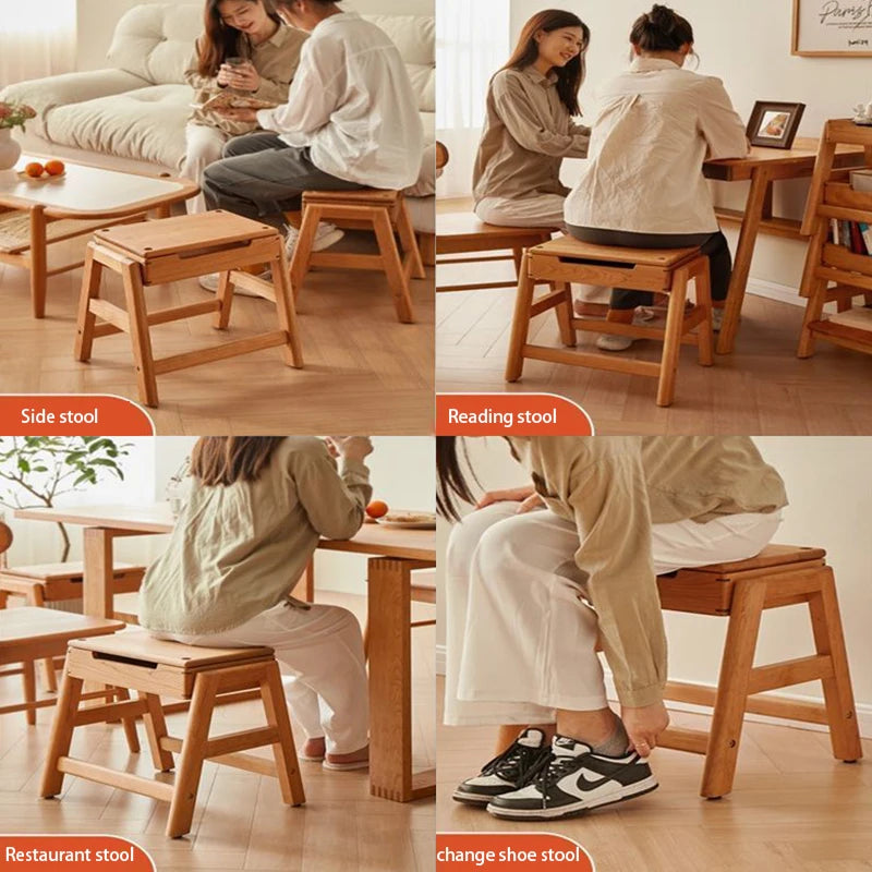 Nordic Wooden Ottoman Stool – Rectangular Footrest & Shoe Bench Wooden Ottoman Stool Babs