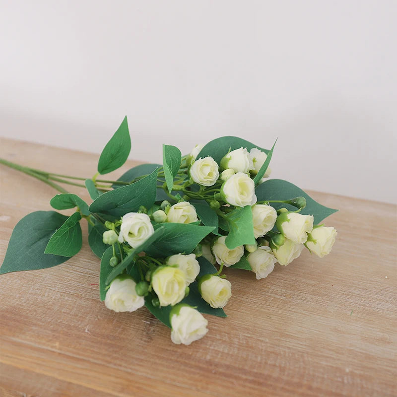Silk Rose Artificial Flower Bouquet | Wedding & Home Décor Artificial Silk Flowers Babs White