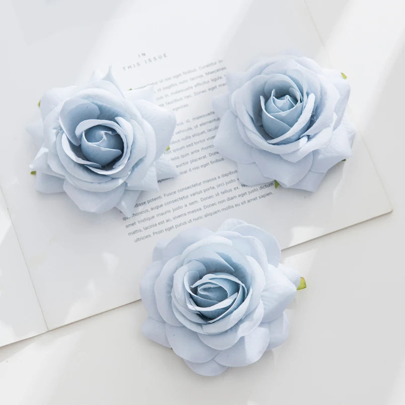 Silk Artificial Rose Flower Heads – Wedding & Home Décor Artificial Flower Heads Babs SKY BLUE 10pcs