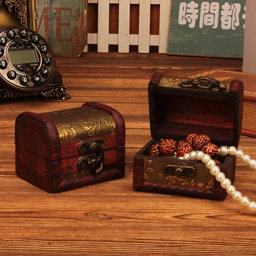 Chinese Vintage Wooden Jewelry Box with Lock | Ring & Earring Storage Wooden Jewelry Box Babs