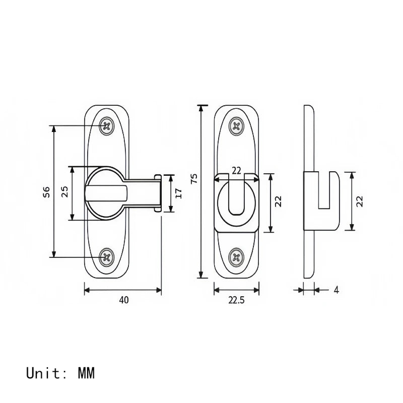 Aluminum Alloy Door Latch – 90°/180° Sliding Bolt Lock Door Latch Bolt Babs